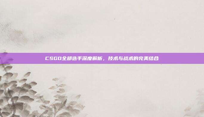 CSGO全部选手深度解析,技术与战术的完美结合