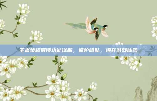 王者荣耀屏锁功能详解，保护隐私，提升游戏体验