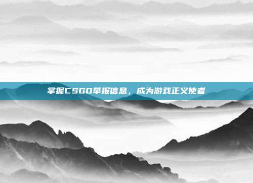 掌握CSGO举报信息,成为游戏正义使者
