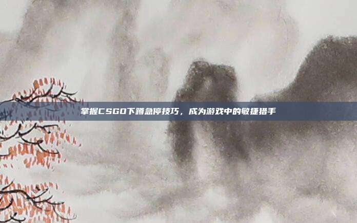 掌握CSGO下蹲急停技巧,成为游戏中的敏捷猎手