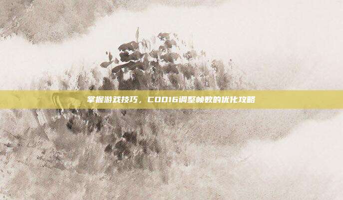 掌握游戏技巧,COD16调整帧数的优化攻略