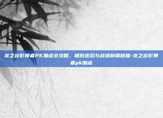 龙之谷影舞者PK加点全攻略，极致连招与战场制霸秘籍-龙之谷影舞者pk加点