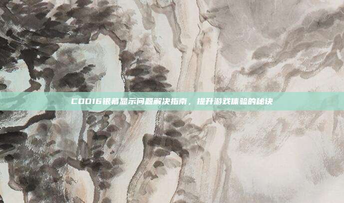COD16银幕显示问题解决指南,提升游戏体验的秘诀