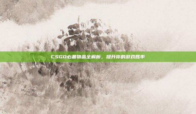 CSGO必备物品全解析，提升你的游戏胜率