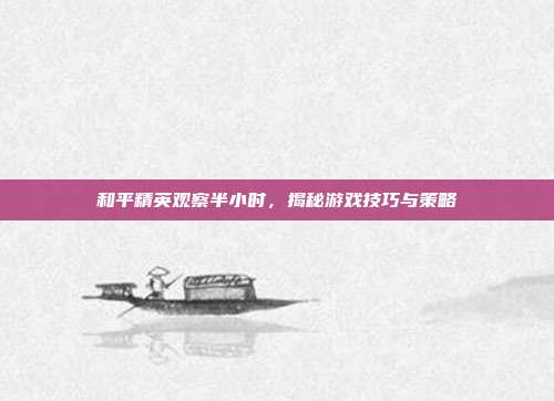 和平精英观察半小时,揭秘游戏技巧与策略