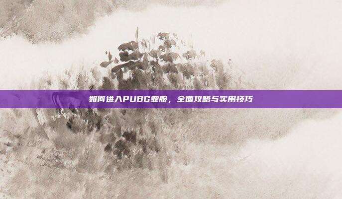 如何进入PUBG亚服，全面攻略与实用技巧