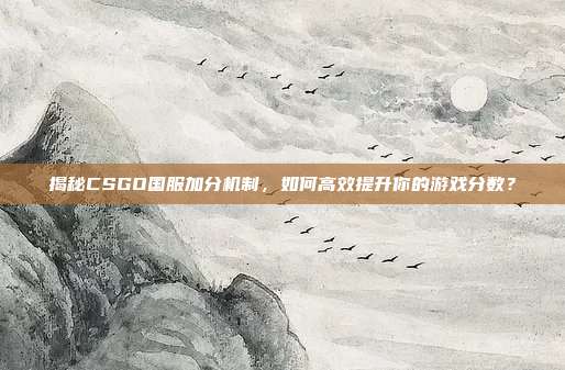 揭秘CSGO国服加分机制,如何高效提升你的游戏分数?