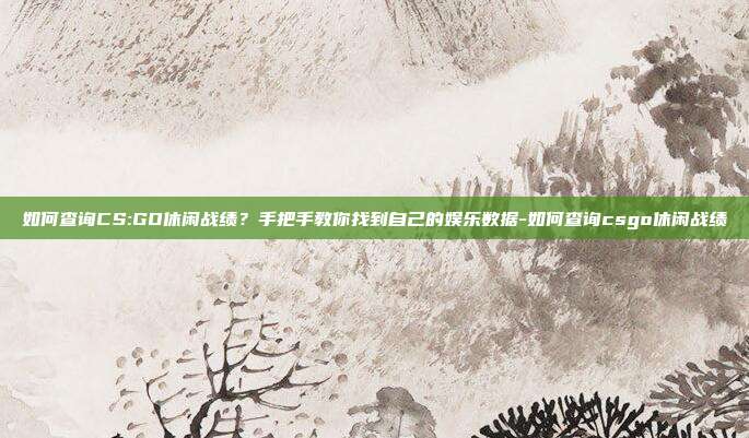 如何查询CS:GO休闲战绩？手把手教你找到自己的娱乐数据-如何查询csgo休闲战绩