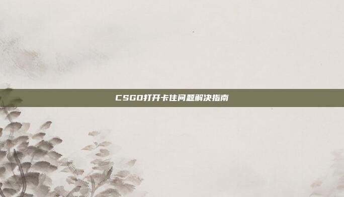 CSGO打开卡住问题解决指南