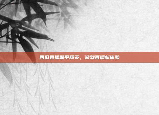 西瓜直播和平精英,游戏直播新体验
