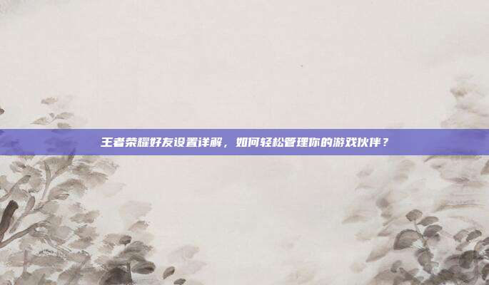王者荣耀好友设置详解,如何轻松管理你的游戏伙伴?