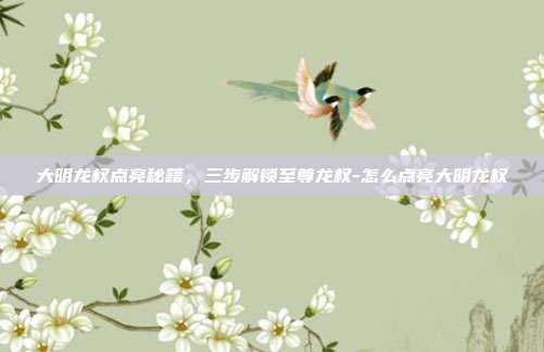 大明龙权点亮秘籍，三步解锁至尊龙权-怎么点亮大明龙权