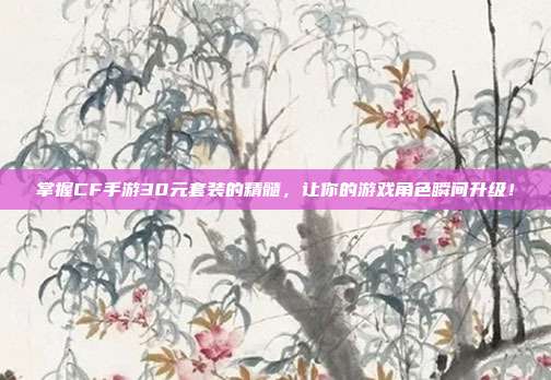 掌握CF手游30元套装的精髓,让你的游戏角色瞬间升级!