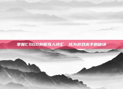 掌握CSGO外服骂人词汇，成为游戏高手的秘诀