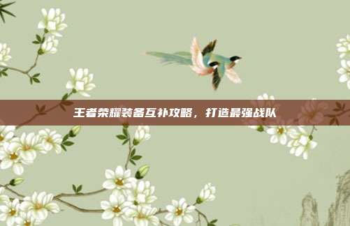 王者荣耀装备互补攻略，打造最强战队