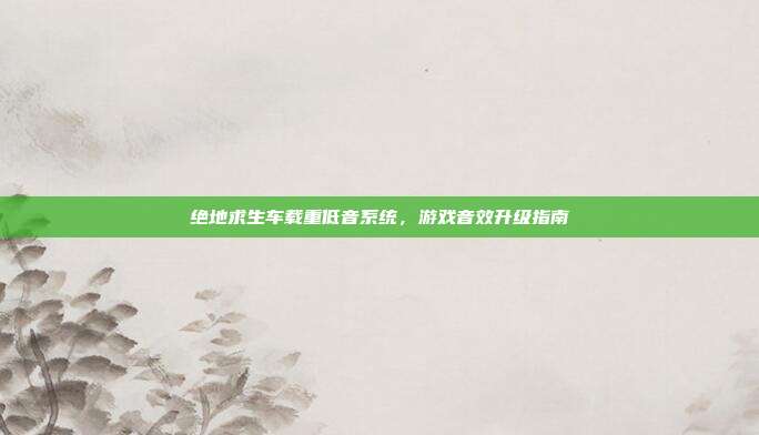 绝地求生车载重低音系统，游戏音效升级指南