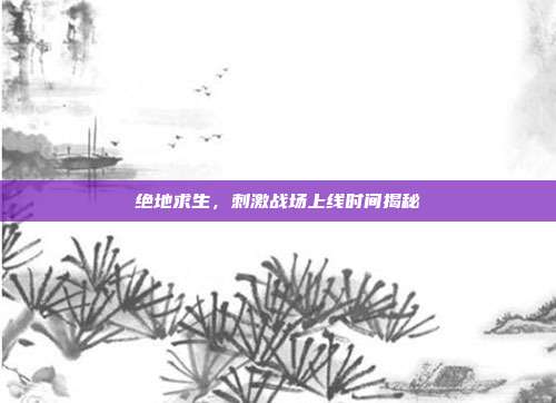 绝地求生,刺激战场上线时间揭秘