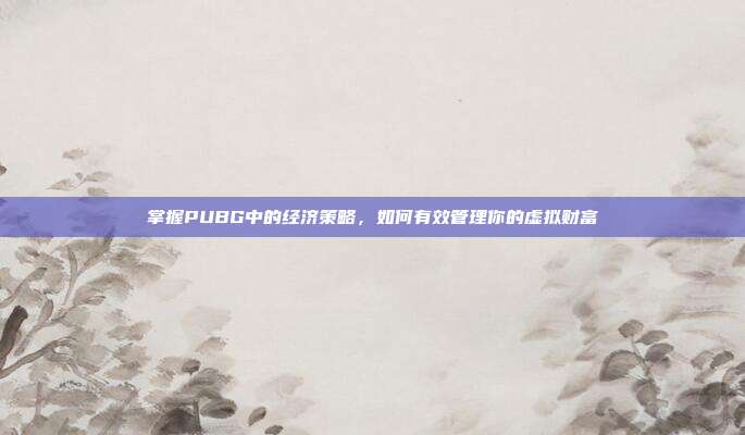 掌握PUBG中的经济策略,如何有效管理你的虚拟财富
