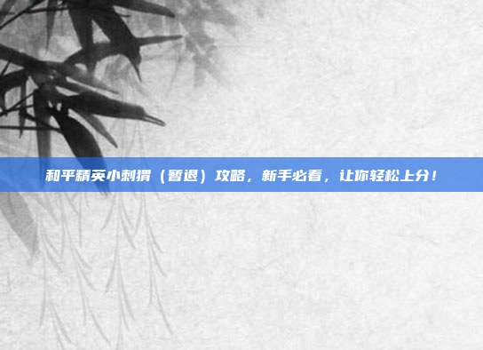 和平精英小刺猬（暂退）攻略，新手必看，让你轻松上分！