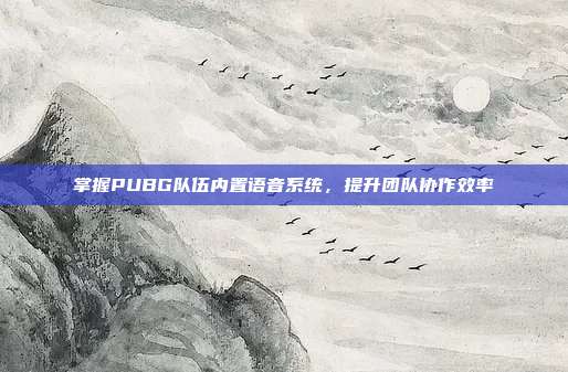 掌握PUBG队伍内置语音系统，提升团队协作效率