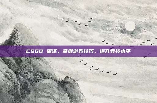CSGO 恩泽，掌握游戏技巧，提升竞技水平