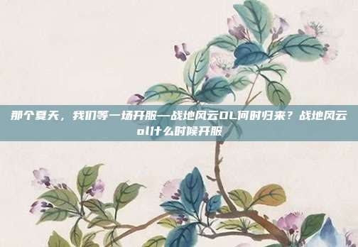 那个夏天,我们等一场开服—战地风云OL何时归来?战地风云ol什么时候开服