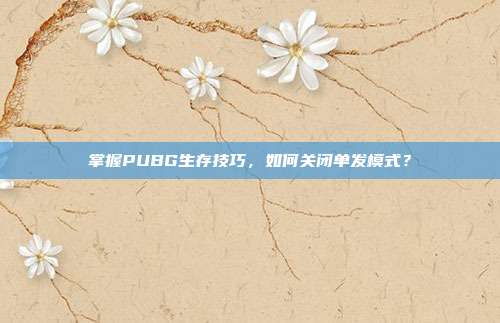 掌握PUBG生存技巧,如何关闭单发模式?