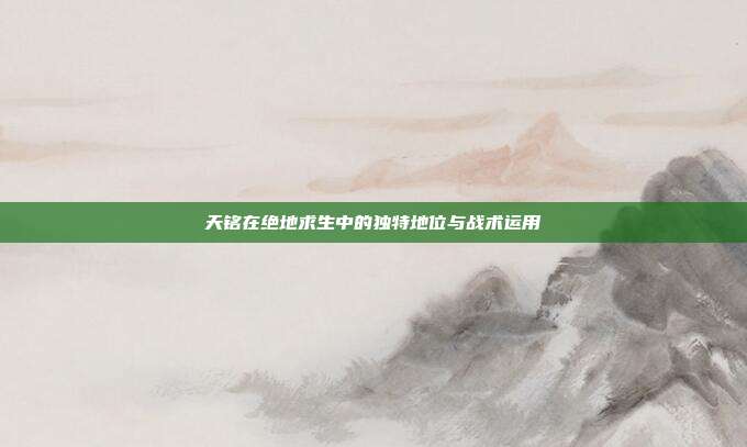 天铭在绝地求生中的独特地位与战术运用
