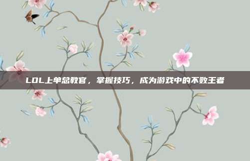 LOL上单总教官，掌握技巧，成为游戏中的不败王者
