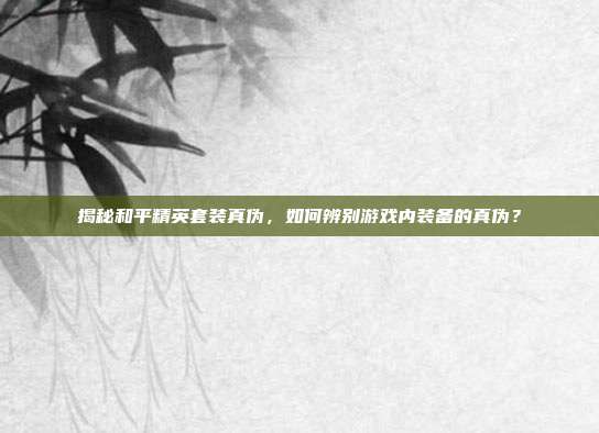 揭秘和平精英套装真伪，如何辨别游戏内装备的真伪？