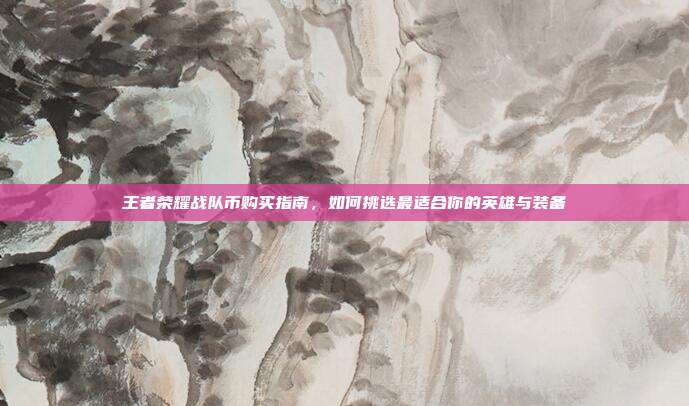 王者荣耀战队币购买指南,如何挑选最适合你的英雄与装备