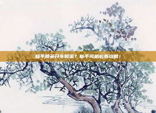 和平精英开车贼菜？新手司机必看攻略！