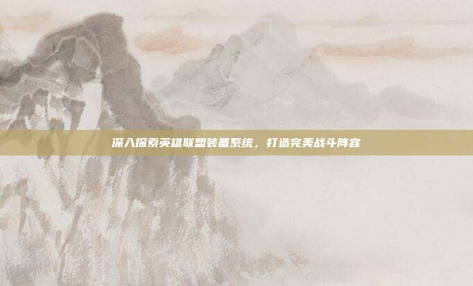 深入探索英雄联盟装备系统，打造完美战斗阵容