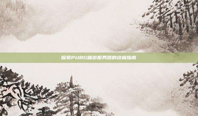 探索PUBG端游服务器的终极指南