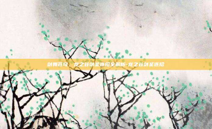 剑舞苍穹，龙之谷剑圣连招全解析-龙之谷剑圣连招