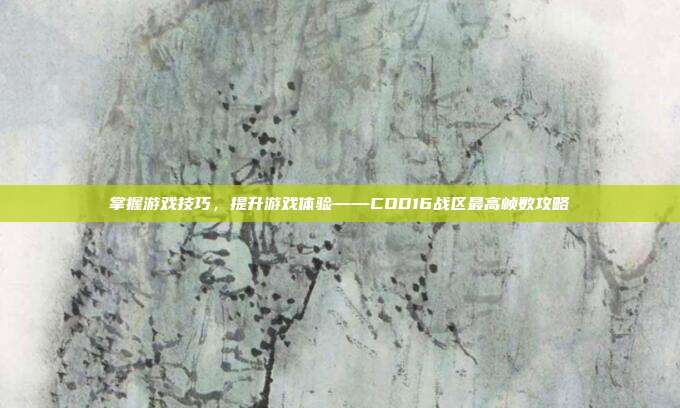 掌握游戏技巧，提升游戏体验——COD16战区最高帧数攻略