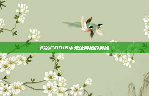 揭秘COD16中无法奔跑的奥秘