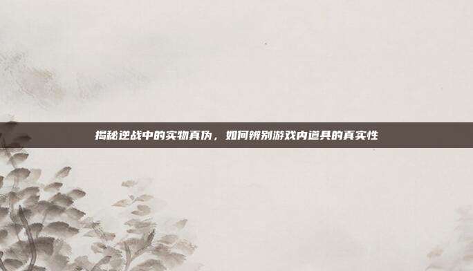 揭秘逆战中的实物真伪，如何辨别游戏内道具的真实性