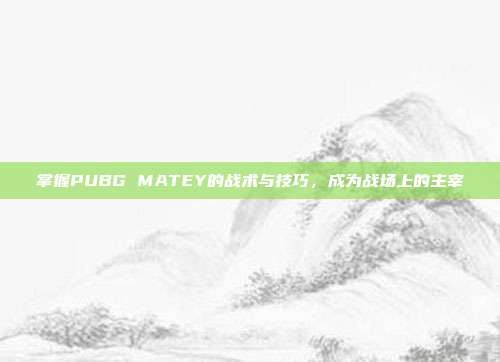 掌握PUBG MATEY的战术与技巧,成为战场上的主宰