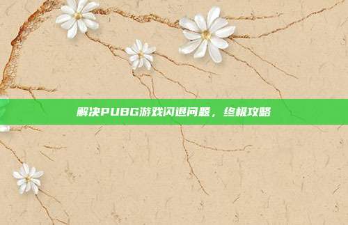 解决PUBG游戏闪退问题，终极攻略
