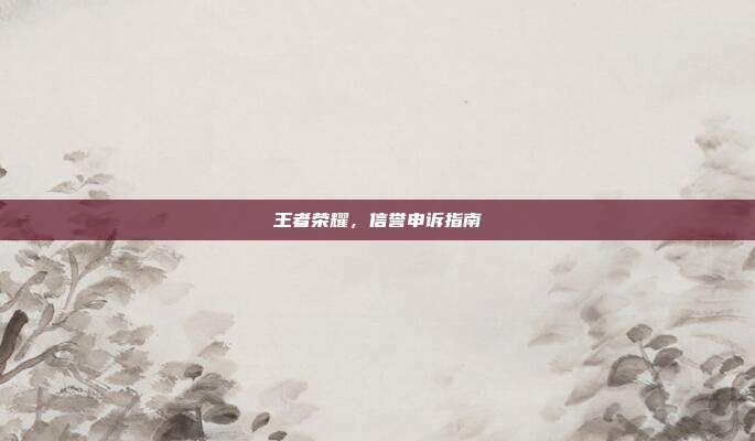 王者荣耀，信誉申诉指南