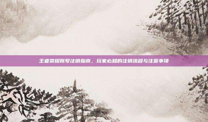 王者荣耀账号注销指南，玩家必知的注销流程与注意事项