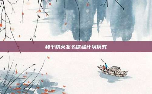 和平精英怎么体验计划模式