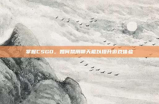 掌握CSGO，如何禁用聊天框以提升游戏体验