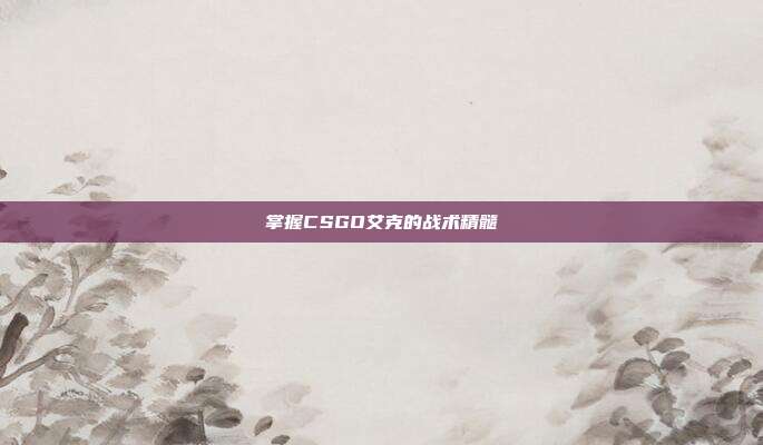 掌握CSGO艾克的战术精髓