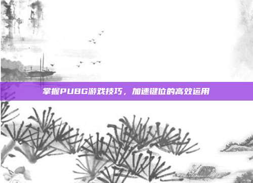 掌握PUBG游戏技巧,加速键位的高效运用