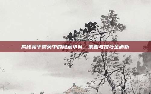 揭秘和平精英中的隐藏小队,策略与技巧全解析