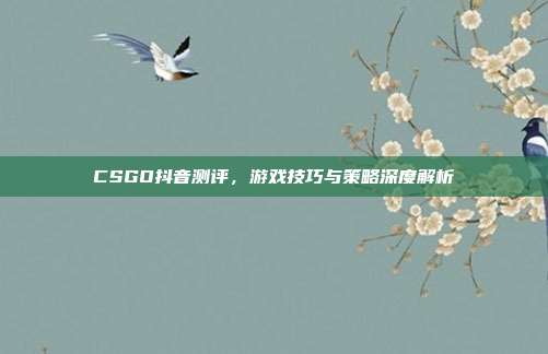 CSGO抖音测评，游戏技巧与策略深度解析