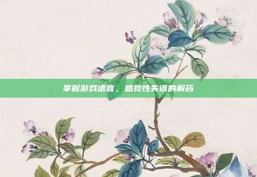 掌握游戏语言,感觉性失语的解药