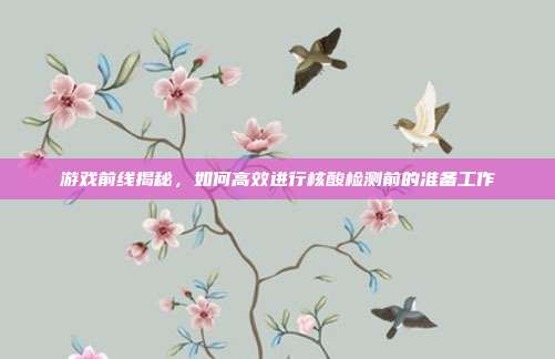 游戏前线揭秘，如何高效进行核酸检测前的准备工作